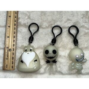 Lot 3 GLOW-in-DARK Figural Bag Clip Nightmare Before Christmas Jack Sandy Barrel